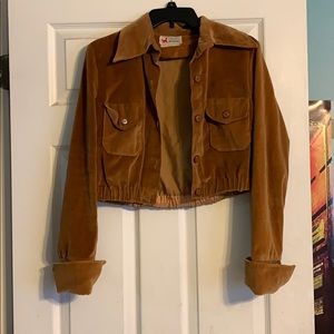 Cropped velvet brown jacket